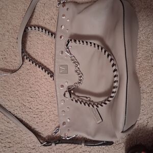 Victoria's Secret Taupe Shoulder Bag with Silver Chain & Studs